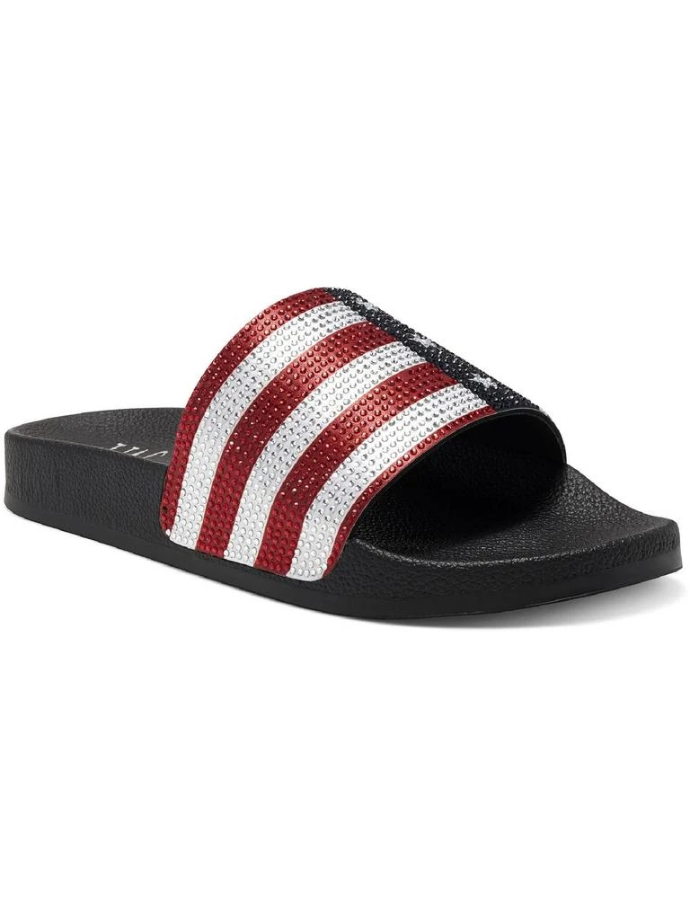 商品INC International|Peymin 66 Womens American Flag Rhinestone Pool Slides,价格¥148-¥185,第1张图片