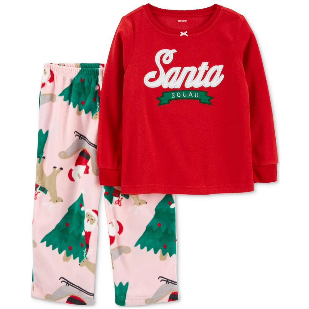 商品Carter's|Baby Girls Santa Squad Fleece Pajamas, 2 Piece Set,价格¥88,第1张图片
