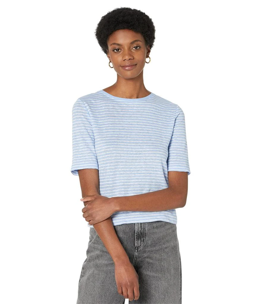 商品Vince|Striped Linen Elbow Sleeve Crew Tee,价格¥485,第1张图片