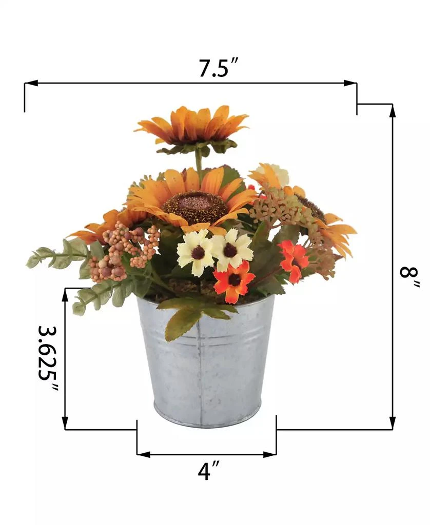 商品Flora Bunda|8" Artificial Sunflowers Mix in Tin Pot,价格¥276,第4张图片详细描述