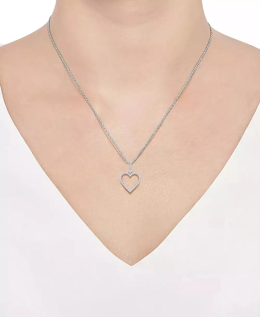 商品Macy's|Diamond Open Heart 18" Pendant Necklace (1/4 ct. t.w.) in Sterling Silver,价格¥935,第2张图片详细描述