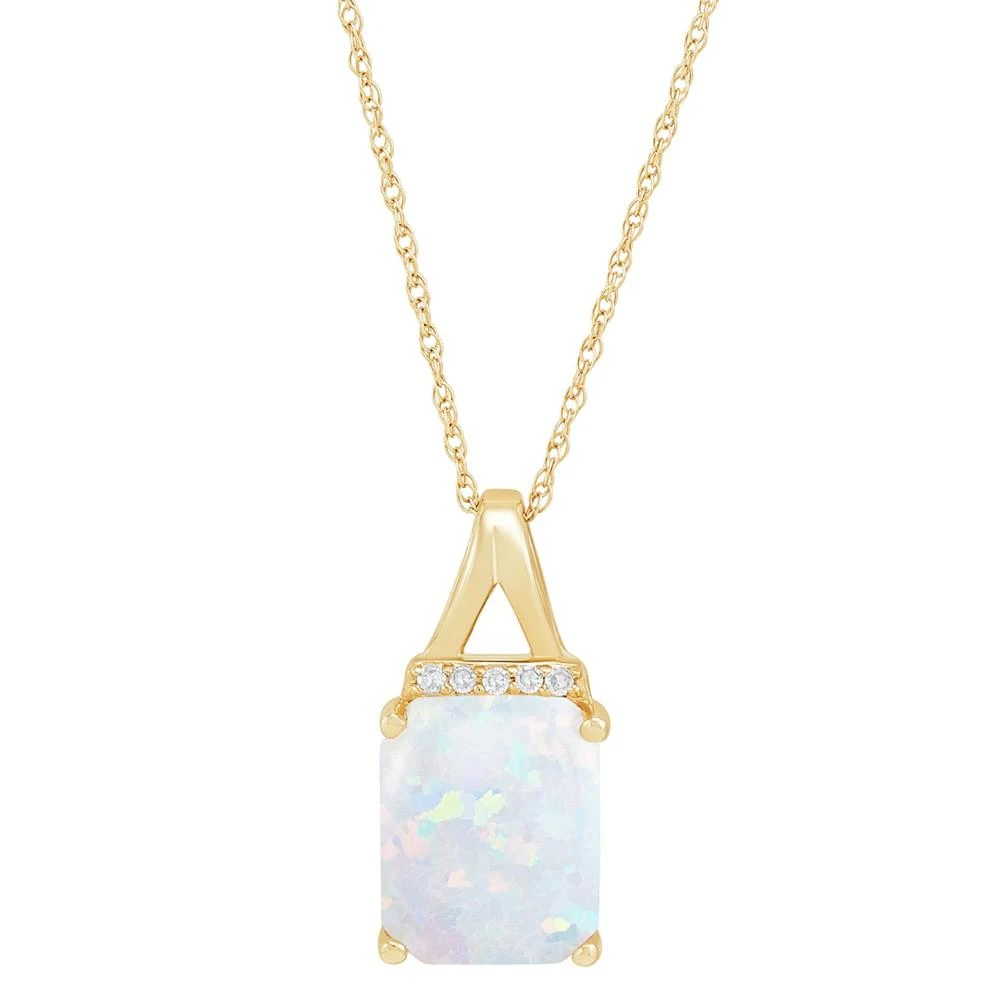 商品Macy's|Opal (1-3/4 ct. t.w.) & Diamond (1/20 ct. t.w.) 18" Pendant Necklace in 14k Gold,价格¥3031,第1张图片
