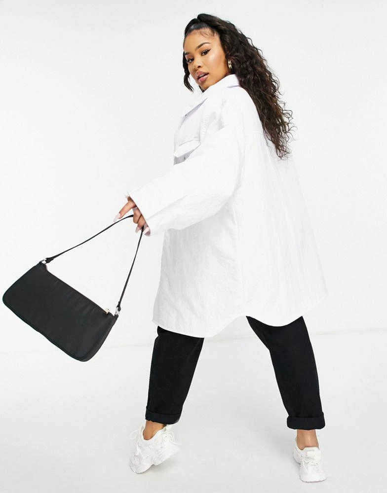 商品ASOS|ASOS DESIGN Curve nylon tech shacket with quilted lining in white,价格¥152,第2张图片详细描述