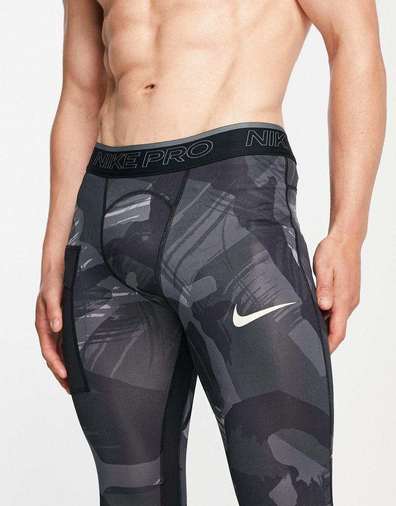 Nike Training glitch camo dri-fit leggings in black商品第3张图片规格展示