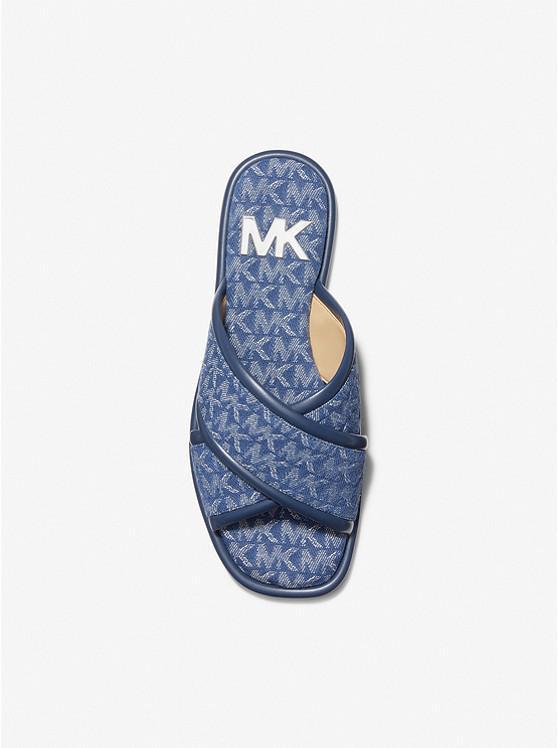 商品Michael Kors|Gideon Denim Logo Jacquard Slide Sandal,价格¥511,第5张图片详细描述