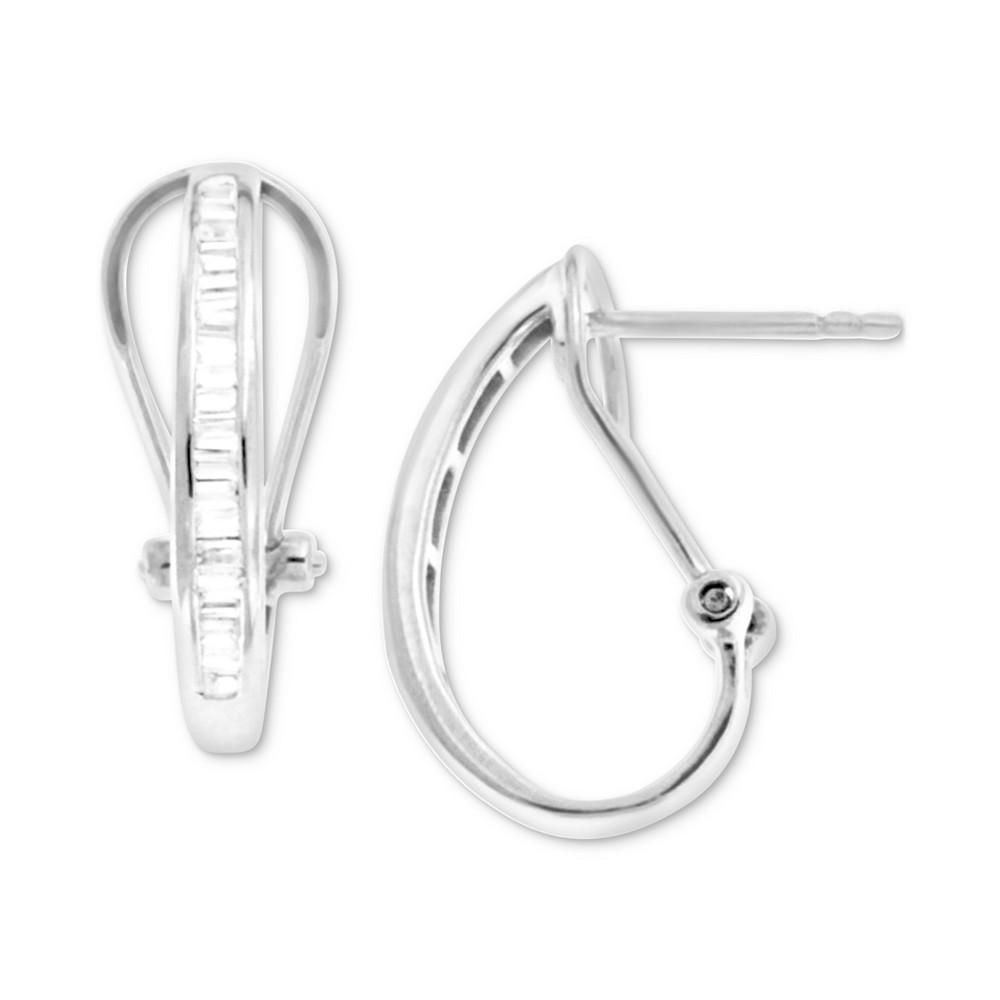 Diamond Baguette Hoop Earrings (1/2 ct. t.w.) in 14k White or Yellow Gold商品第1张图片规格展示