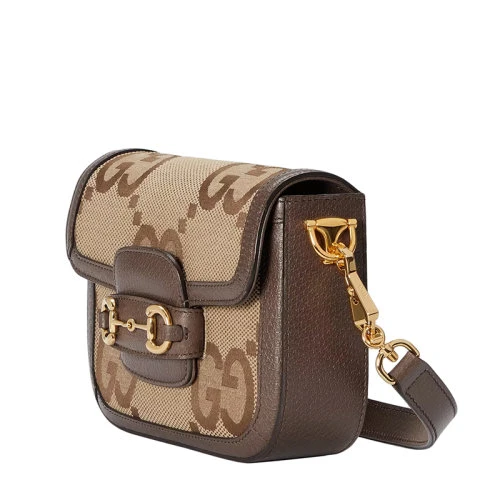 GUCCI/古驰 22春夏新款Ophidia系列 女士迷你驼色乌木色超级老花帆布红绿织带马衔金扣单肩包658574UKMDG2570 商品