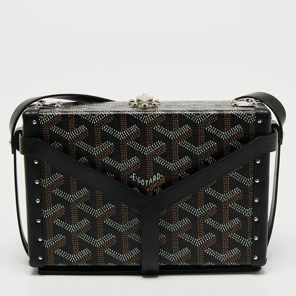 商品[二手商品] Goyard|Goyard Black Goyardine Coated Canvas and Leather Minaudière Trunk Bag,价格¥15266,第4张图片详细描述