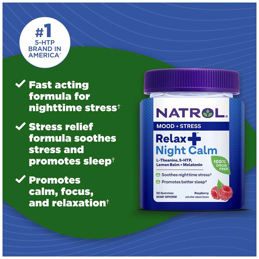 商品Natrol|Relax+ Night Calm Daily Stress Relief Gummies Raspberry,价格¥50,第3张图片详细描述