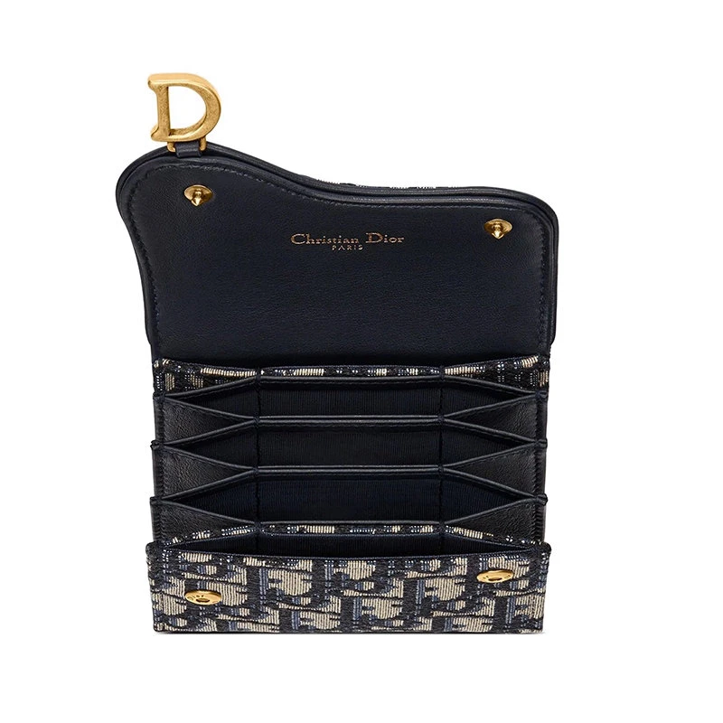 商品Dior|【现货】DIOR/迪奥 20 蓝色老花提纹老花拼蓝色皮革风琴卡包 S5644CTZQ_M928,价格¥3208,第5张图片详细描述
