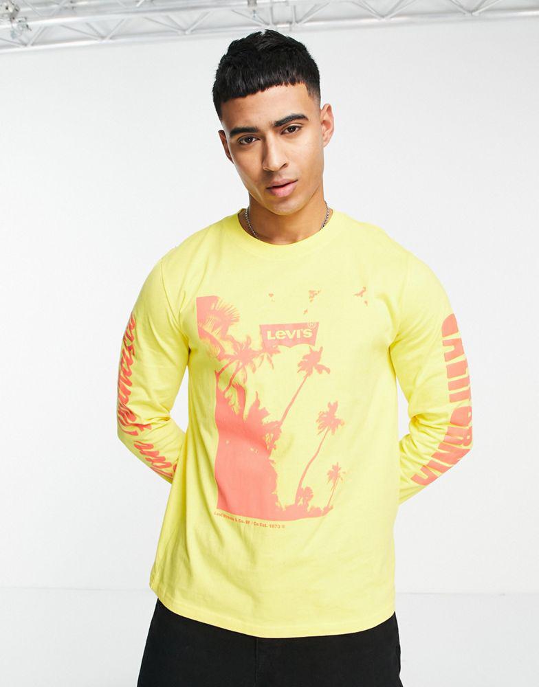 Levi's long sleeve t-shirt in yellow with chest and arm print商品第1张图片规格展示