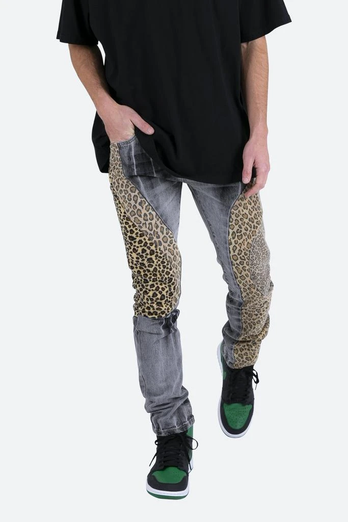 D422 Leopard Straight Denim - Black/Brown 商品