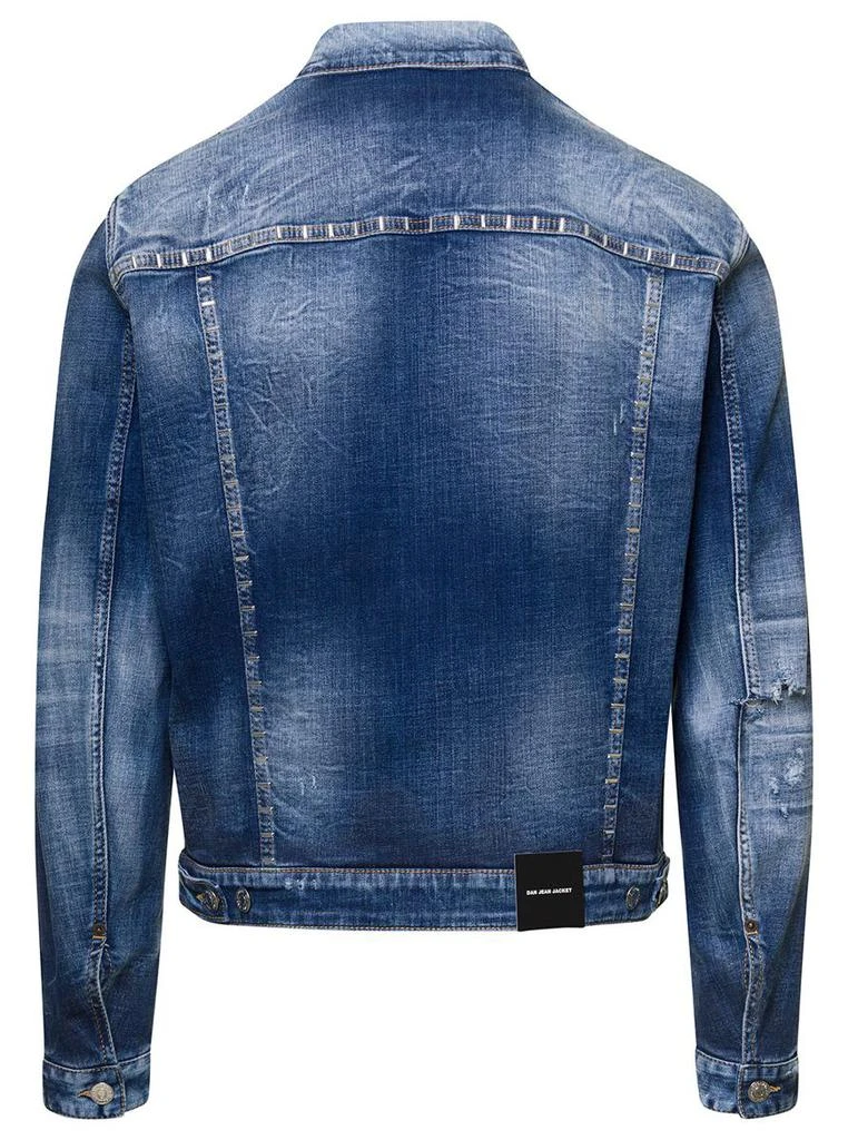商品DSQUARED2|Blue Jacket with Light Wash and Hand-Written Note Detail in Denim Cotton Man,价格¥3850,第2张图片详细描述