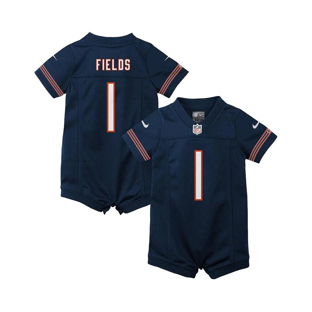 商品NIKE|Boys and Girls Newborn and Infant Justin Fields Navy Chicago Bears Game Romper Jersey,价格¥376,第1张图片