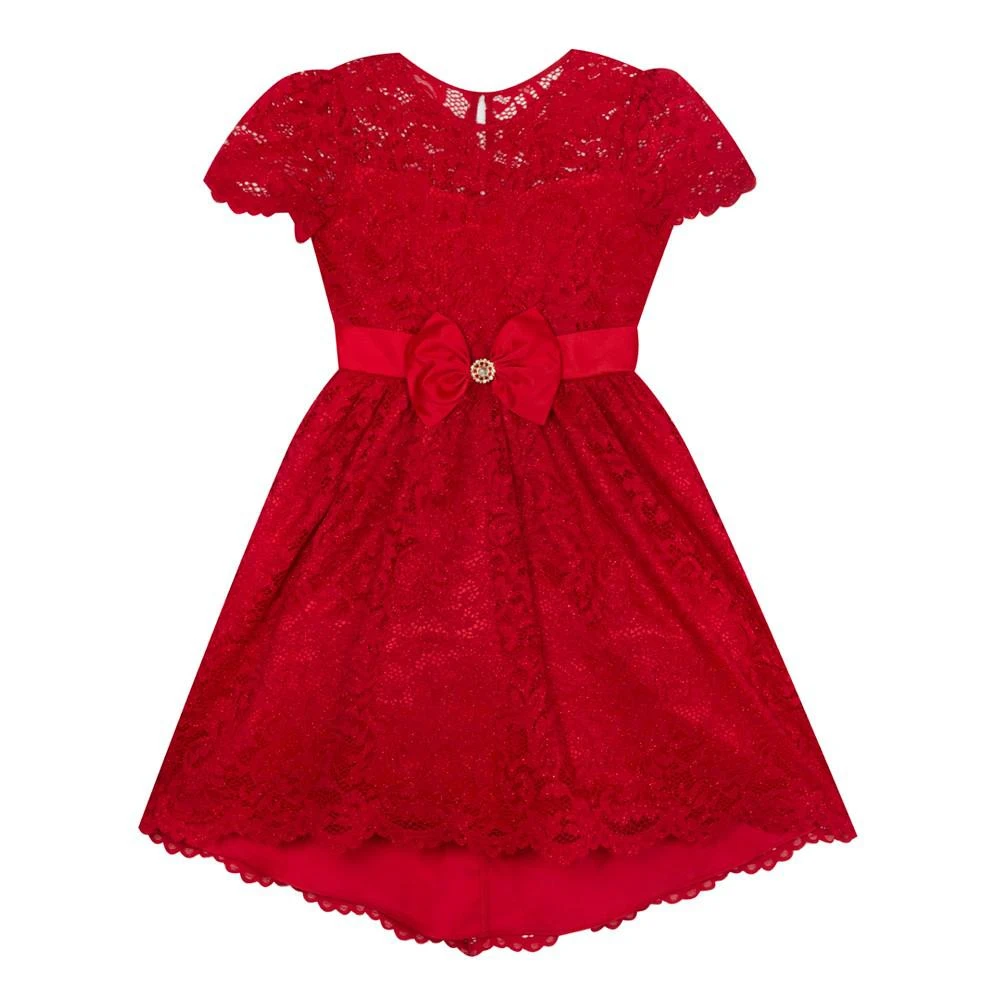 商品Rare Editions|Big Girls Glitter Lace High Low Dress with Scallop Hem,价格¥170,第4张图片详细描述