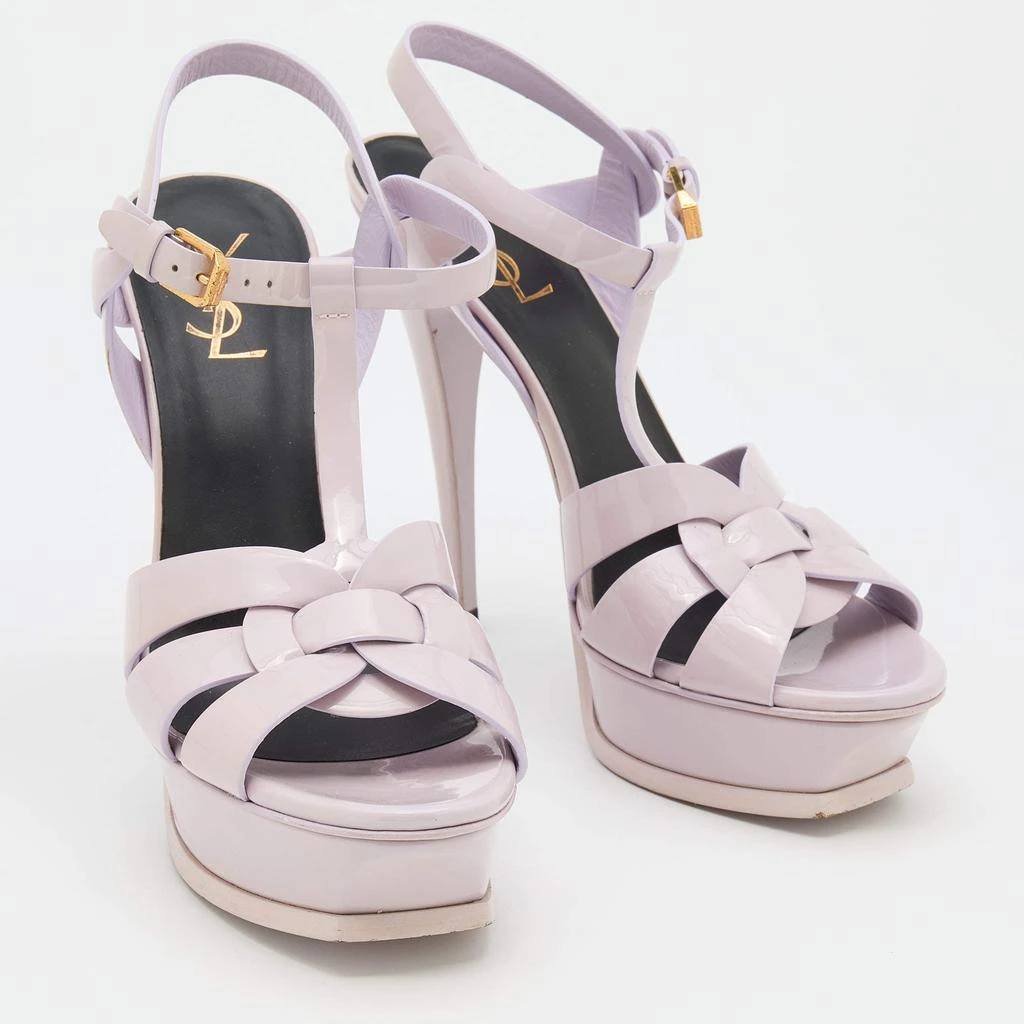 商品[二手商品] Yves Saint Laurent|Saint Laurent Light Lilac Patent Leather Tribute Platform Sandals Size 39.5,价格¥1173,第4张图片详细描述