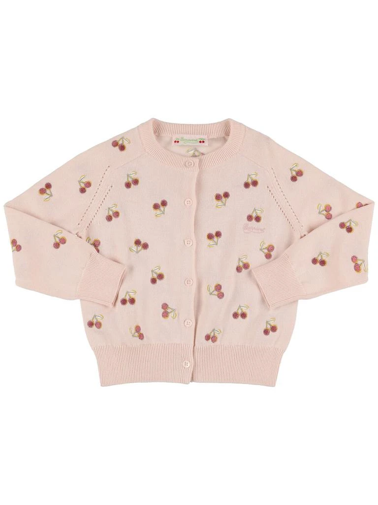 商品Bonpoint|Cherry Embroidered Cotton Knit Cardigan,价格¥2371,第1张图片