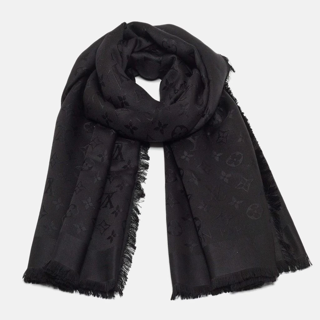 商品[二手商品] Louis Vuitton|Louis Vuitton Black Monogram Wool & Silk Scarf,价格¥4418,第2张图片详细描述