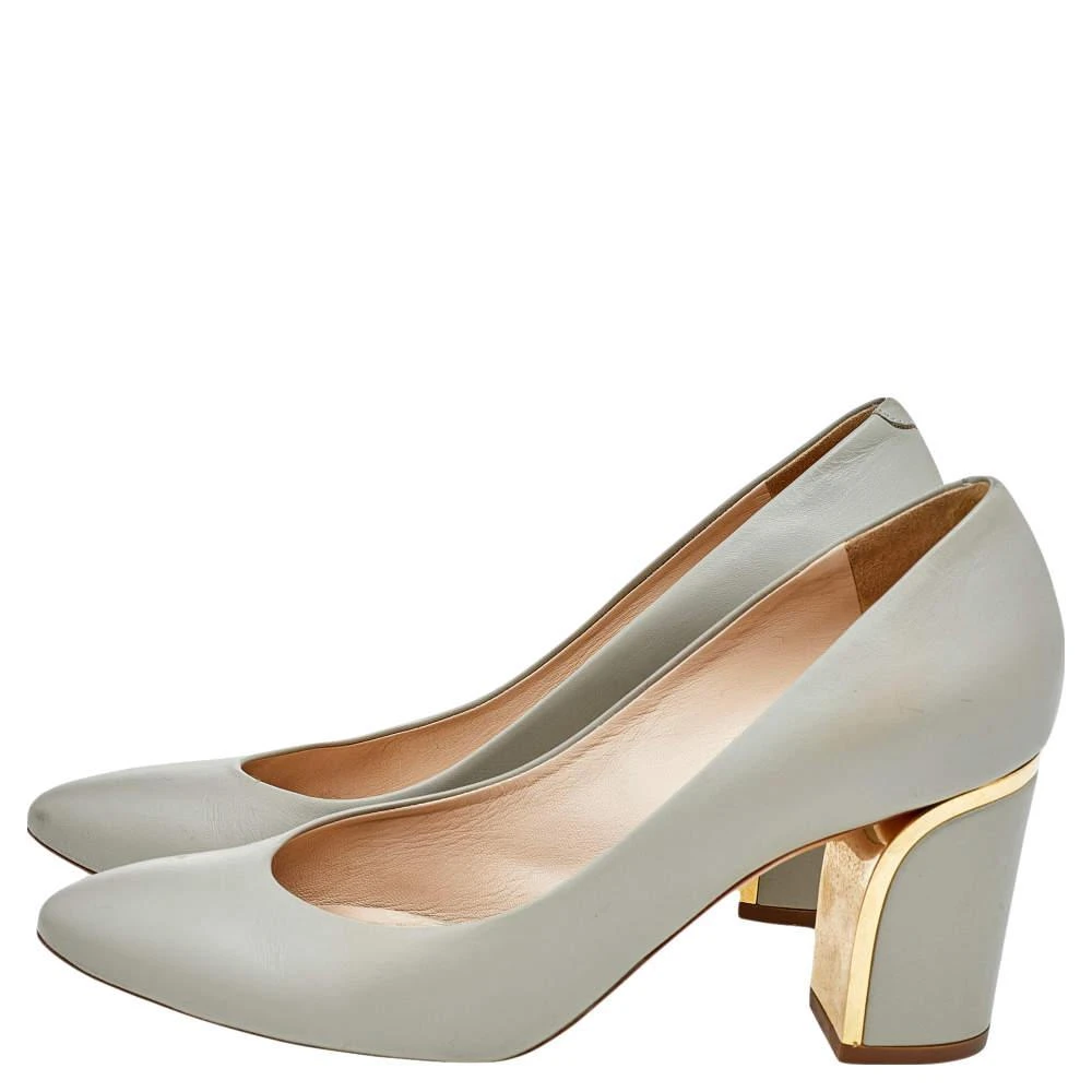 商品[二手商品] Chloé|Chloe Grey Leather Beckie Block Heel Pumps Size 37,价格¥1022,第4张图片详细描述