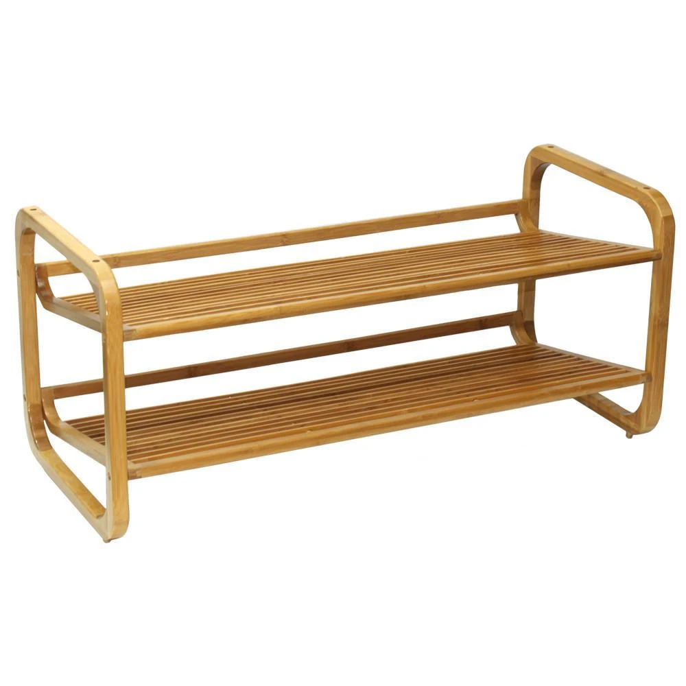 商品Oceanstar|2 Tier Bamboo Shoe Rack, Rounded,价格¥496,第1张图片