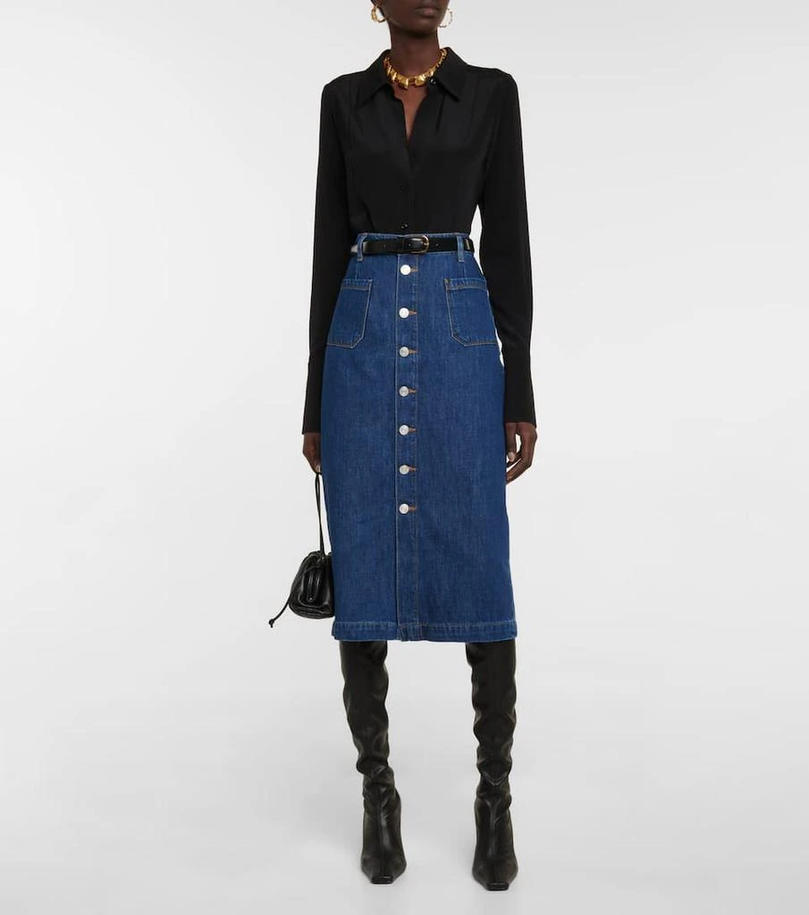 商品FRAME|Le Bardot denim midi skirt,价格¥1632,第2张图片详细描述