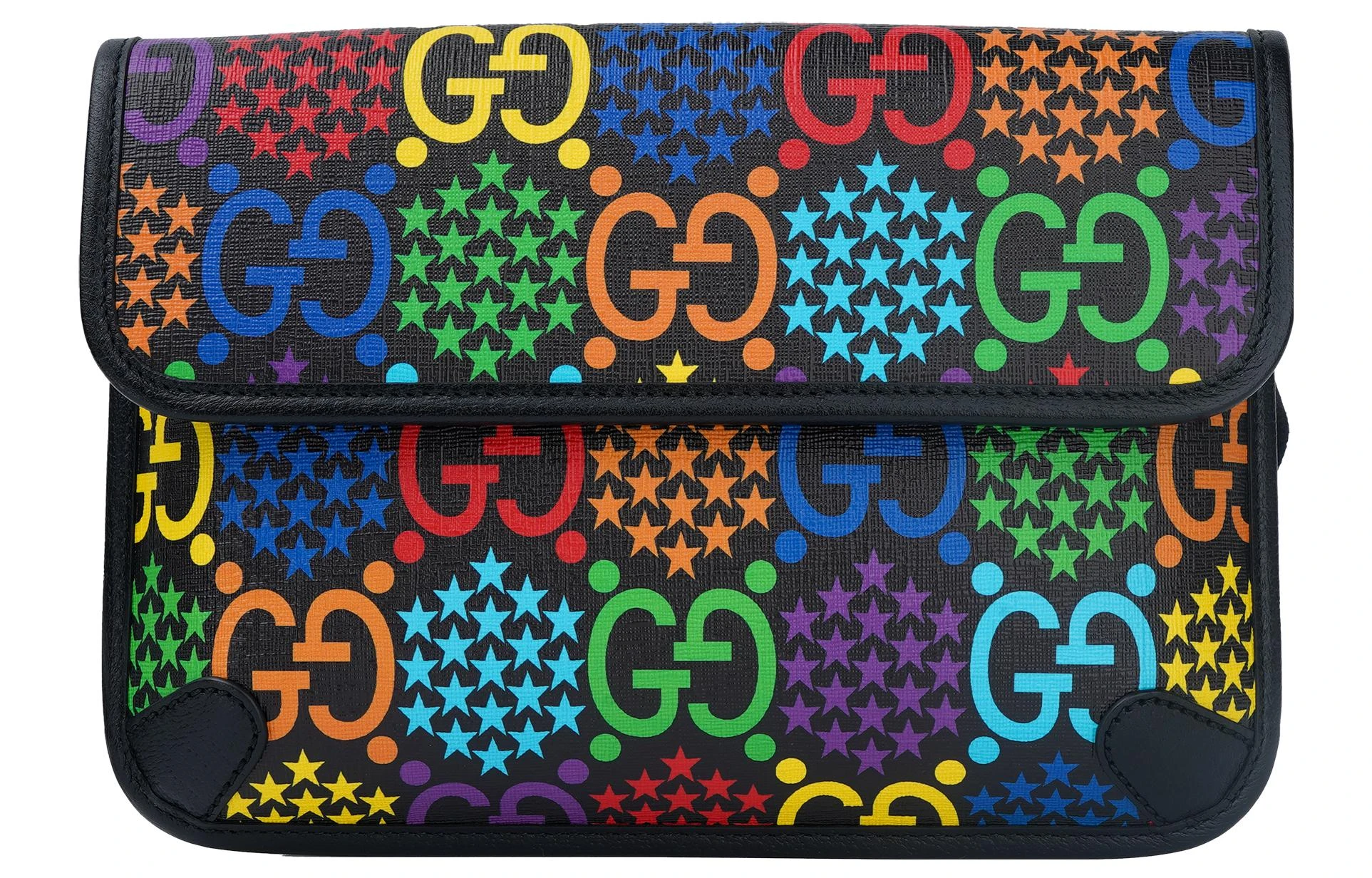 商品[国内直发] Gucci|古驰 Psychedelic魔幻跳跳糖彩色老花Logo 帆布拼皮 胸包腰包 男女同款 黑色/彩色,价格¥5736,第1张图片