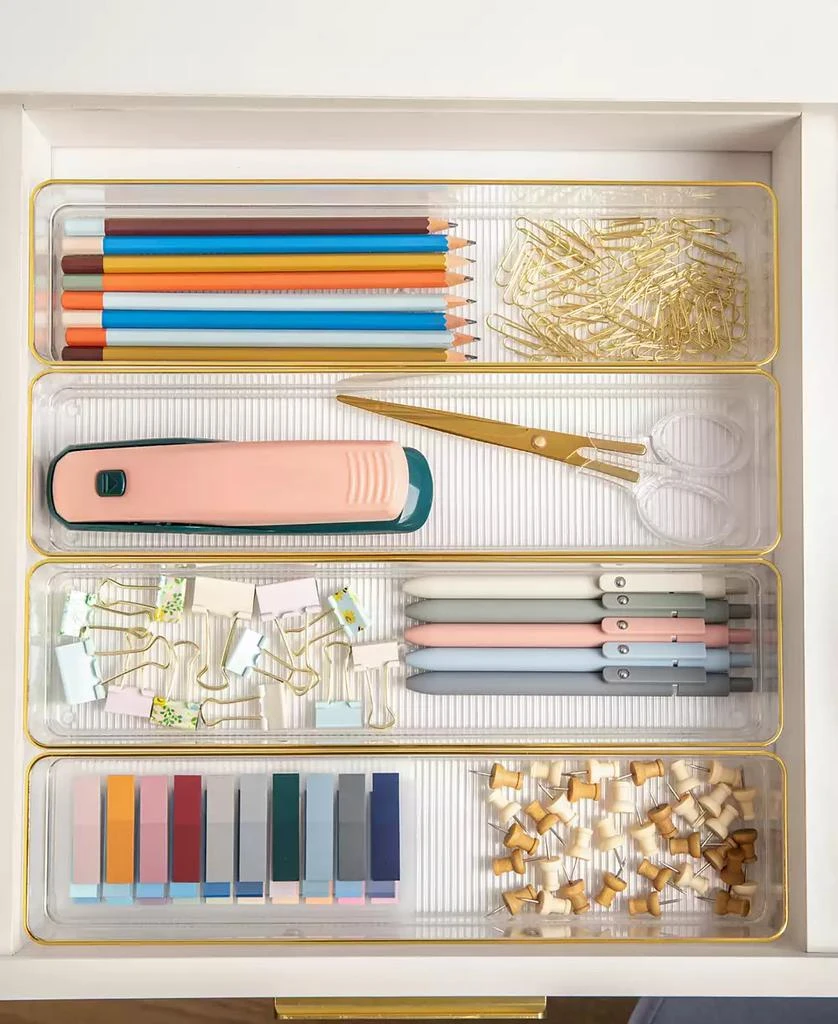 Kerry 8 Piece Plastic Stackable Office Desk Drawer Organizers, 9" x 3" 商品