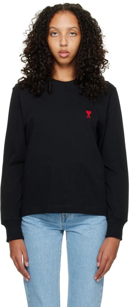 商品AMI|Black Ami de Cœur Long Sleeve T-Shirt,价格¥553,第1张图片