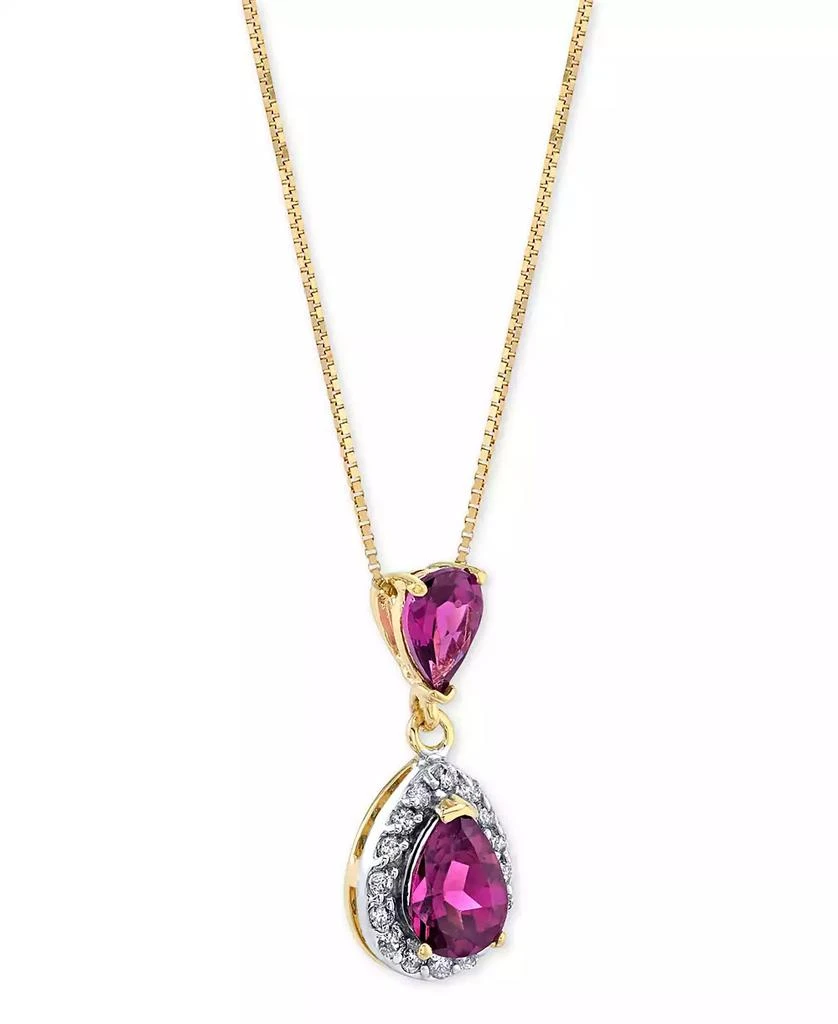 商品Macy's|Rhodolite Garnet (1-1/3 ct. t.w.) & Diamond (1/6 ct. t.w.) 18" Pendant Necklace in 14k Gold,价格¥2421,第1张图片