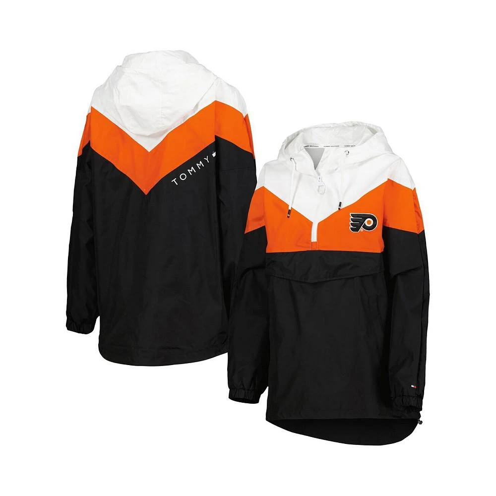 商品Tommy Hilfiger|Women's Orange, Black Philadelphia Flyers Staci Half-Zip Windbreaker Jacket,价格¥686,第1张图片