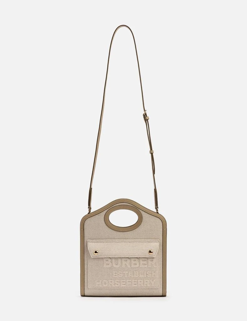 商品Burberry|Mini Horseferry Linen Cotton Canvas Pocket Bag,价格¥10992,第2张图片详细描述