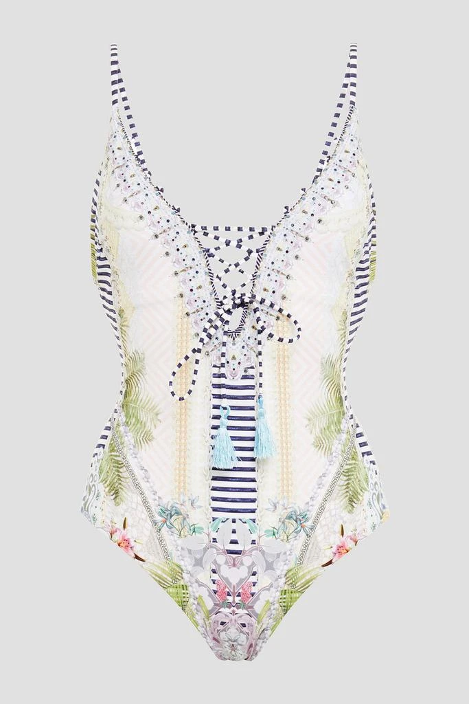 商品Camilla|Crystal-embellished lace-up printed swimsuit,价格¥417,第3张图片详细描述