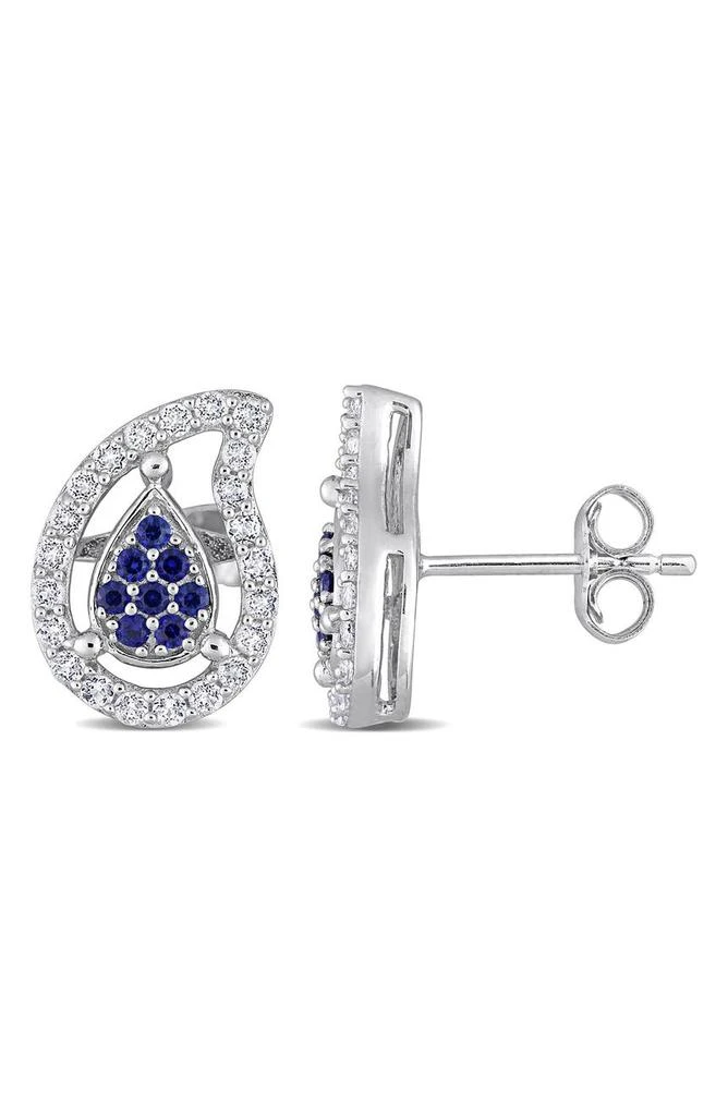 商品DELMAR|Sterling Silver Paisley Lab Created Sapphire Earrings,价格¥661,第1张图片
