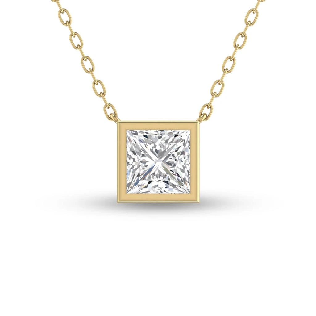 商品SSELECTS|Lab Grown 1/2 Carat Princess Cut Bezel Set Diamond Solitaire Pendant In 14k Yellow Gold,价格¥6290,第1张图片