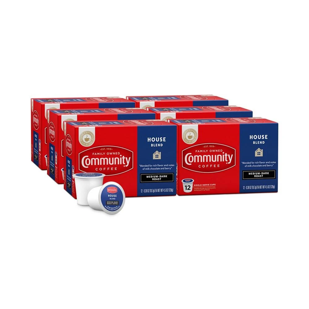 商品Community Coffee|House Blend Medium-Dark Roast Single Serve Pods, Keurig K-Cup Brewer Compatible, 72 Ct,价格¥567,第1张图片