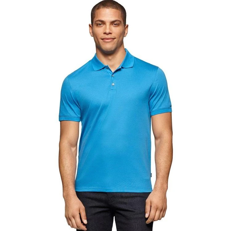 商品Calvin Klein|Calvin Klein Men's Three-Button Striped Liquid Cotton Polo,价格¥153,第2张图片详细描述