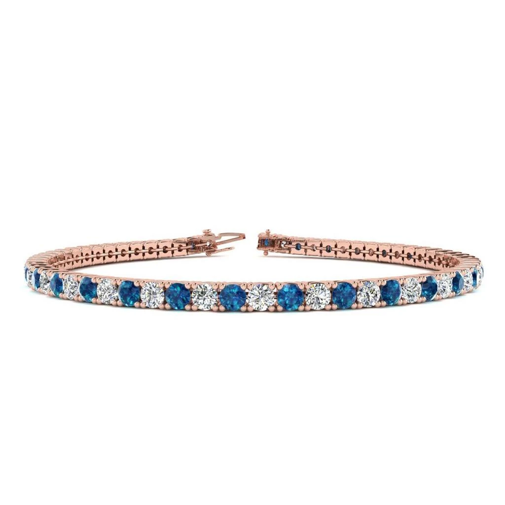 商品SSELECTS|4 1/4 Carat Blue And White Diamond Tennis Bracelet In 14 Karat Rose Gold, 7 1/2 Inches,价格¥20718,第1张图片