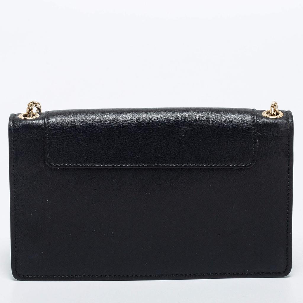 Bvlgari Black Leather Flap Crossbody Bag商品第4张图片规格展示