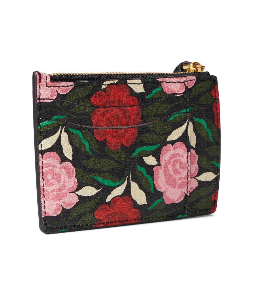 Morgan Rose Garden Printed Saffiano Leather Coin Card Case Wristlet商品第2张图片规格展示