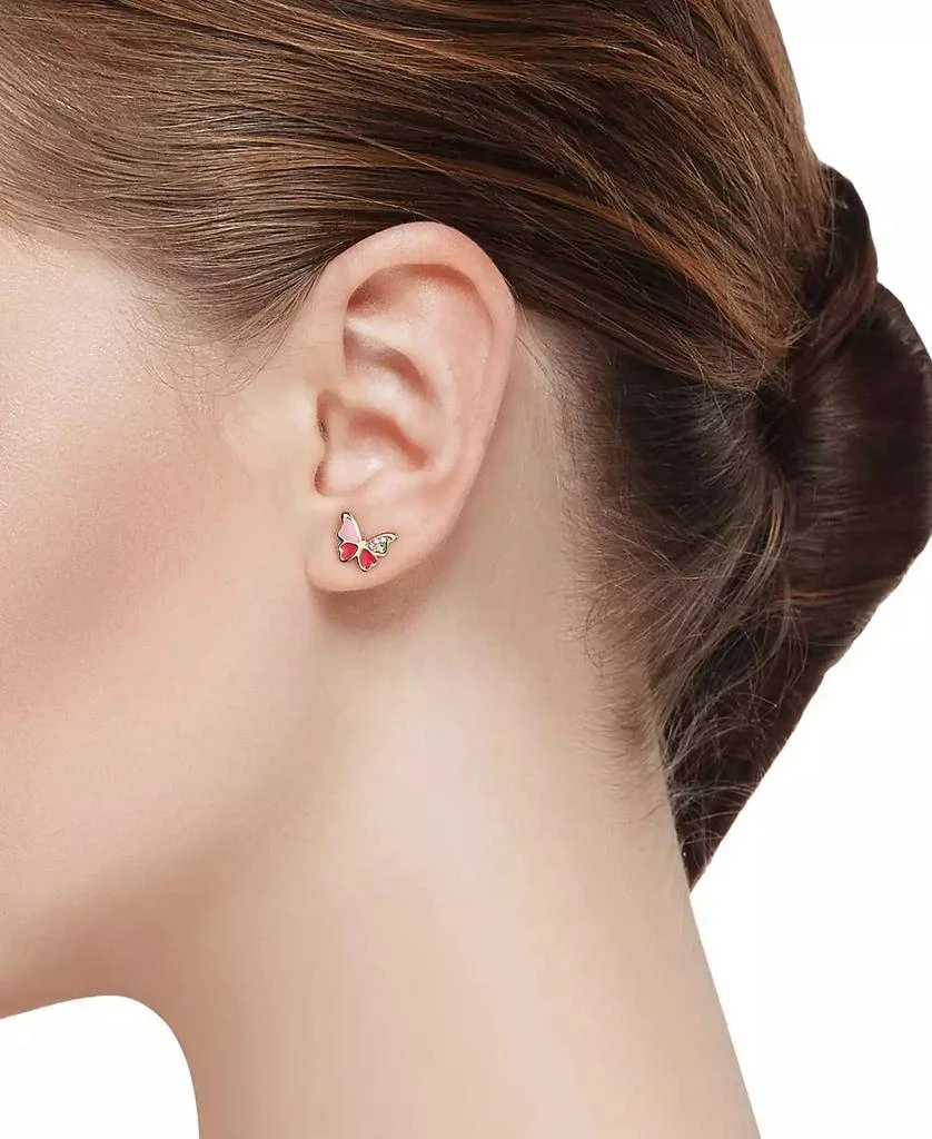 商品Unwritten|Multi Pink Cubic Zirconia and Enamel Heart Butterfly Stud and Hoop Earring Set,价格¥140,第5张图片详细描述