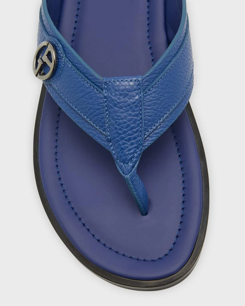 商品Giorgio Armani|Men's GA-Logo Leather Flip Flops,价格¥4826,第5张图片详细描述