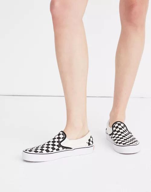 Unisex Classic Slip-On Sneakers in Black Checkerboard商品第4张图片规格展示