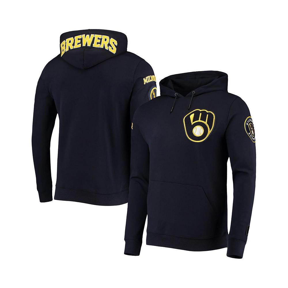 Men's Navy Milwaukee Brewers Team Logo Pullover Hoodie商品第1张图片规格展示