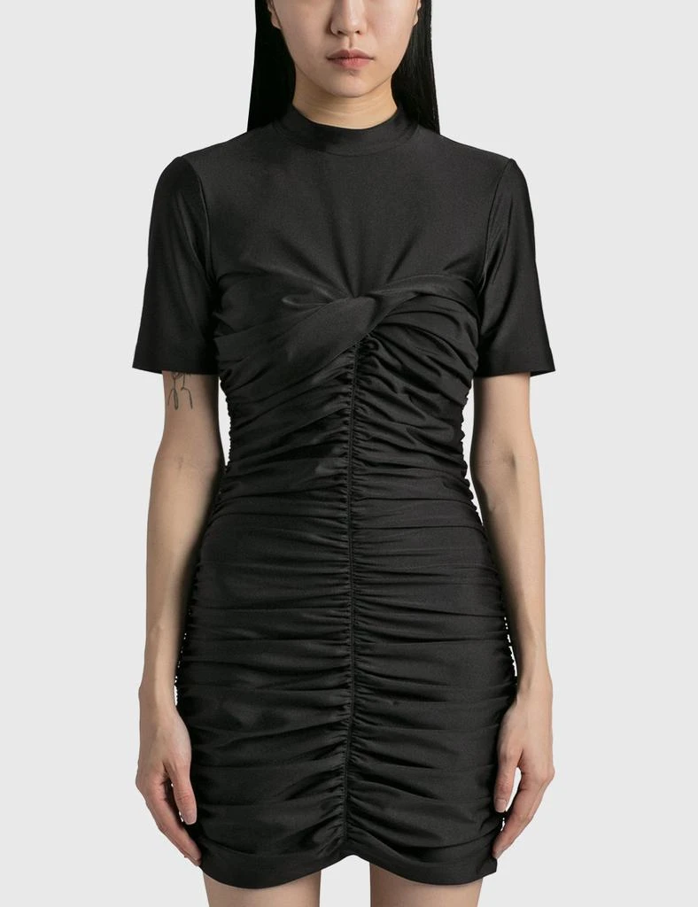 商品Alexander Wang|SHORT SLEEVE MOCK NECKRUCHED BODYCON DRESS,价格¥1800,第1张图片