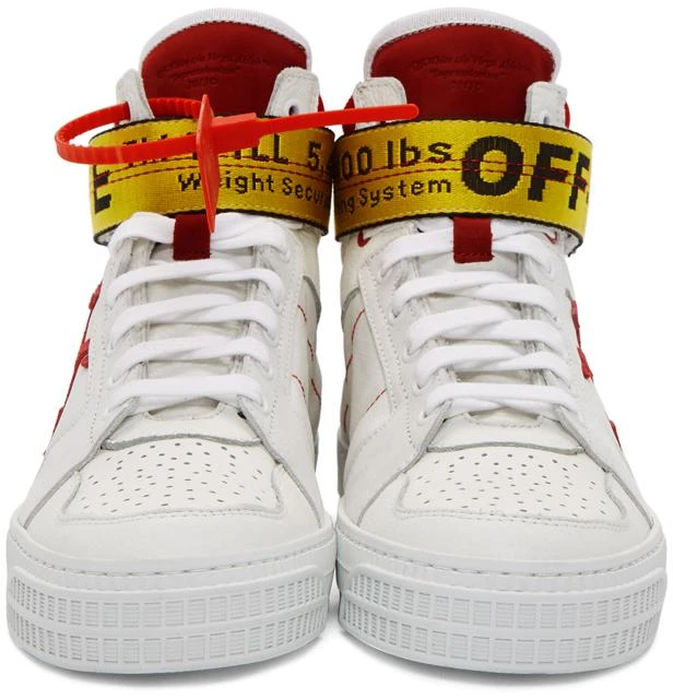 商品Off-White|White & Red Industrial High-Top Sneakers,价格¥3495,第2张图片详细描述