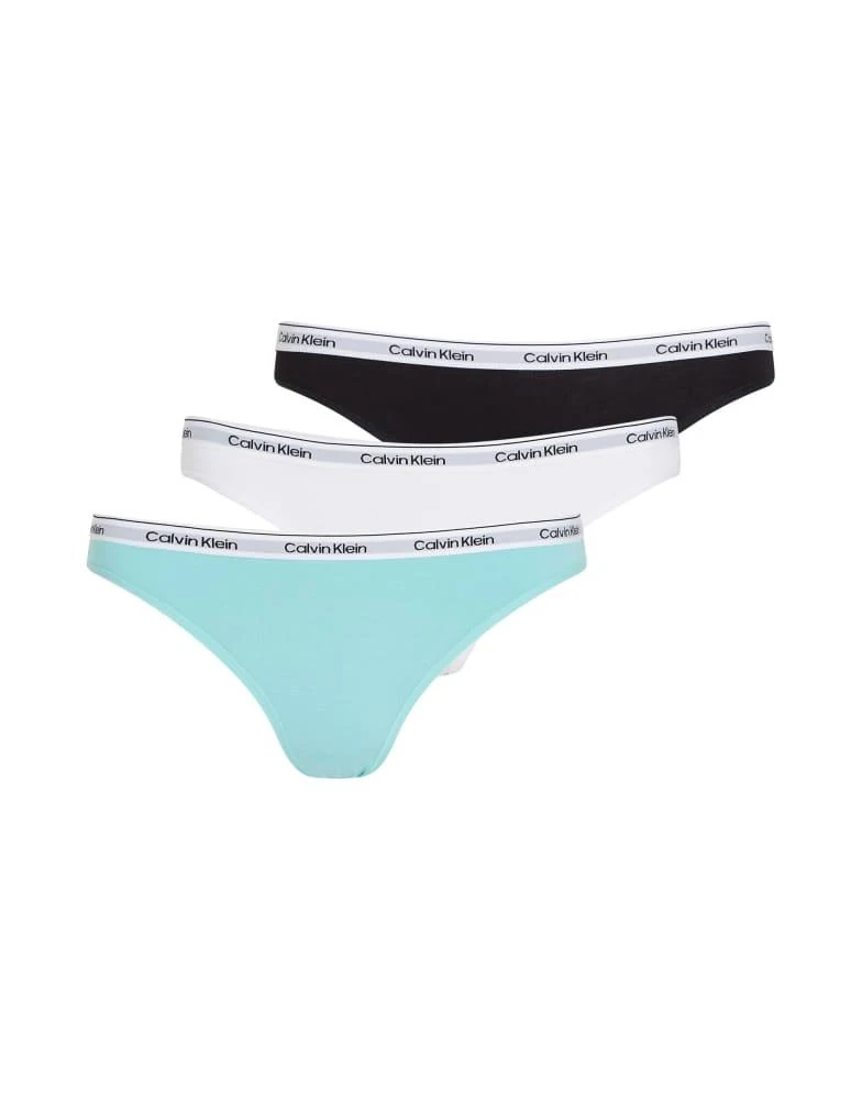 商品Calvin Klein|Calvin Klein Modern Logo 3 pack bikini briefs in black/white/blue,价格¥310,第1张图片
