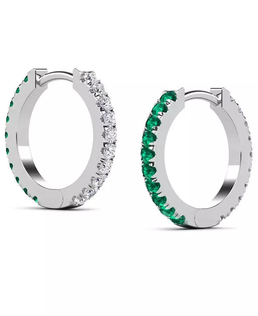 商品Macy's|Lab-Grown Sapphire (1/2 ct. t.w.) & White Sapphire (1/4 ct. t.w.) Reversible Hoop Earrings,价格¥468,第3张图片详细描述