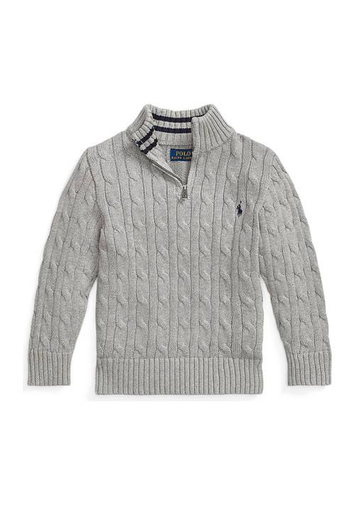 Ralph Lauren Childrenswear | Lauren Childrenswear Boys 8 20 Cable Knit Cotton 1 4 Zip Sweater 410.34元 商品图片