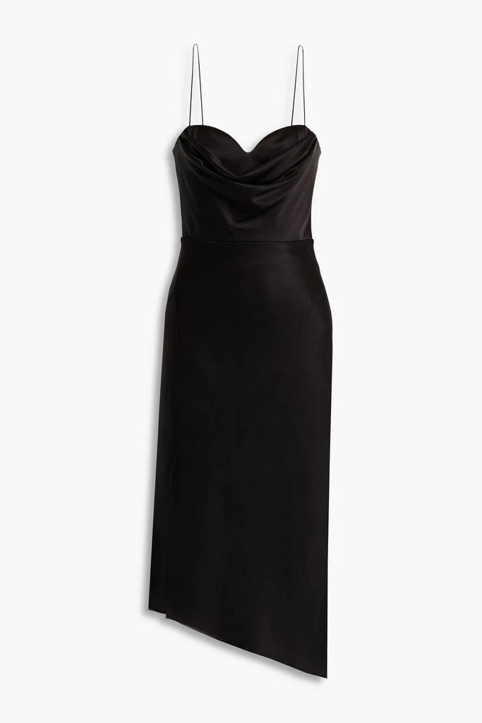 商品Alice + Olivia|Kiyoko asymmetric draped satin-crepe midi dress,价格¥1117,第1张图片