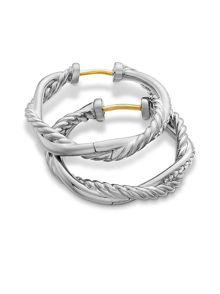 商品David Yurman|Petite Infinity Hoop Earrings in Sterling Silver with Diamonds, 17.3MM,价格¥11096,第4张图片详细描述